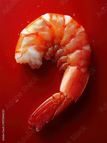 Cooked Shrimp on a Red Surface photo