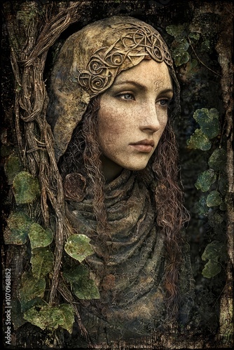 Ancient Celtic mythological goddess Clíodhna. photo