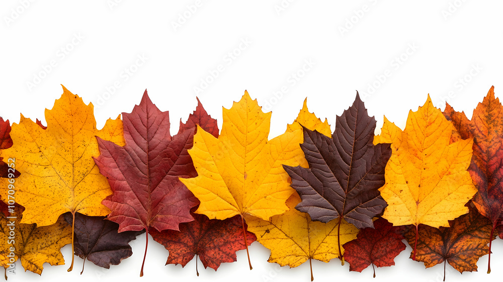 Autumn leaves border on white background, fall leaves, maple leaves, season, nature, foliage Autumn leaves border on white background, fall leaves, maple leaves, season, nature, foliage
