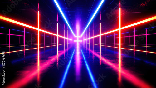 Digital cyberspace with glowing cross lines, 3D rendering, creating a futuristic, technological atmosphere