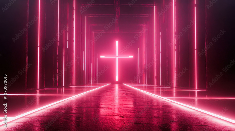 Digital cyberspace with glowing cross lines, 3D rendering, creating a futuristic, technological atmosphere Digital cyberspace with glowing cross lines, 3D rendering, creating a futuristic, technological atmosphere