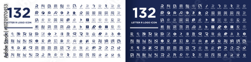 Mega bundle letter R logo design vector