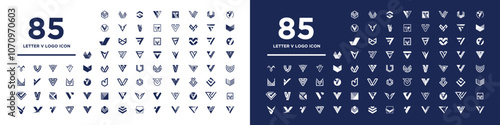 Mega bundle letter V logo design vector