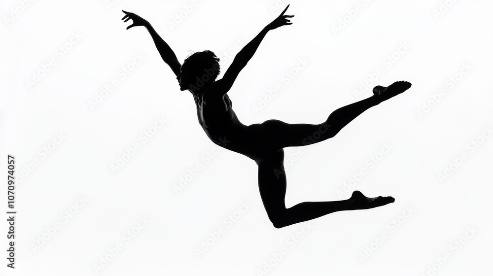 A silhouette of a ballerina in mid-air, performing a graceful leap with outstretched arms and a pointed toe. A silhouette of a ballerina in mid-air, performing a graceful leap with outstretched arms and a pointed toe.