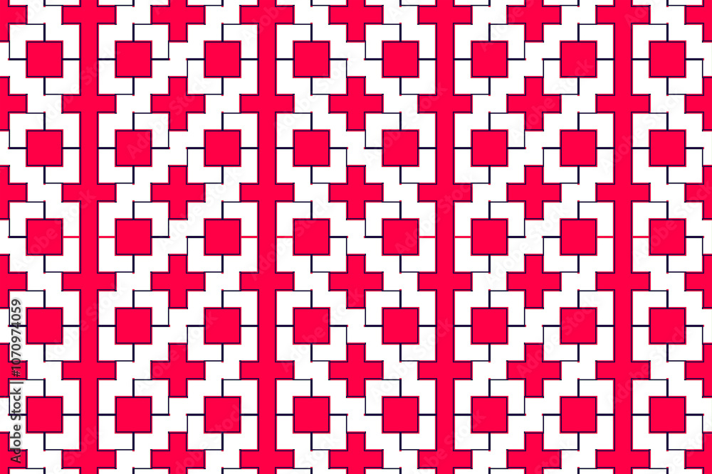 Fototapeta premium Vibrant geometric pattern showcasing red and white elements in a decorative design