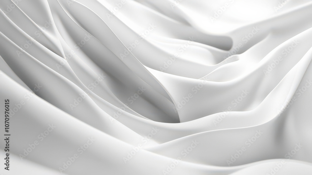 Fototapeta premium Abstract white flowing curve lines background, 3D rendering with smooth, dynamic shapes creating depth and movement.