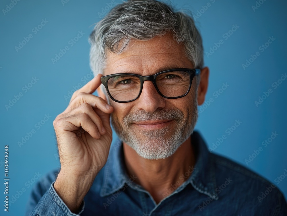 Contemplative Middle-Aged Man in Glasses Contemplative Middle-Aged Man in Glasses