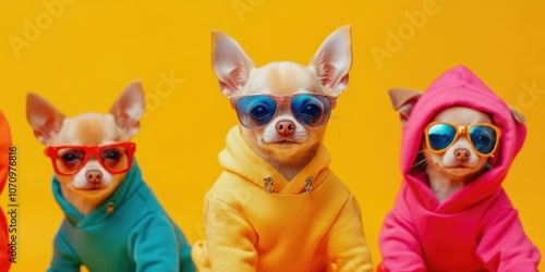 Colorful Puppy Squad in Summer Fashion