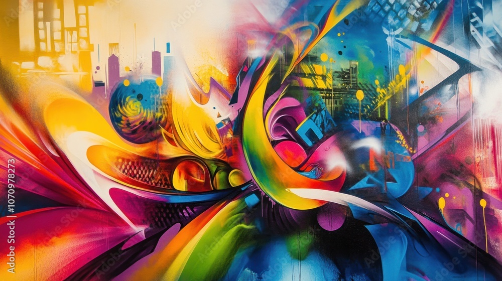 Obraz premium Abstract Cityscape Graffiti Art