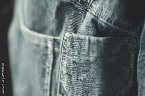 A detailed shot of a person's denim jeans pocket, often used in fashion or lifestyle photography photo