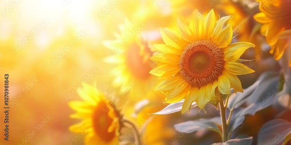 A vibrant sunflower field glowing in golden light. This image captures the beauty of nature in a soft, dreamy style. Perfect for backgrounds, wallpapers, and floral designs. AI A vibrant sunflower field glowing in golden light. This image captures the beauty of nature in a soft, dreamy style. Perfect for backgrounds, wallpapers, and floral designs. AI
