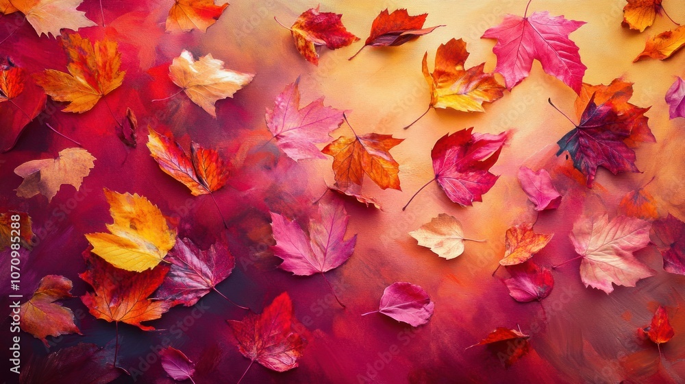 Autumn Leaves on a Colorful Background Autumn Leaves on a Colorful Background