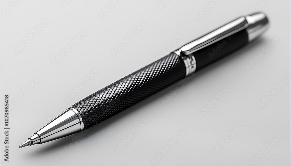 3D mockup a refillable pen with metallic finish on a gray background, perfect for corporate branding 3D mockup a refillable pen with metallic finish on a gray background, perfect for corporate branding