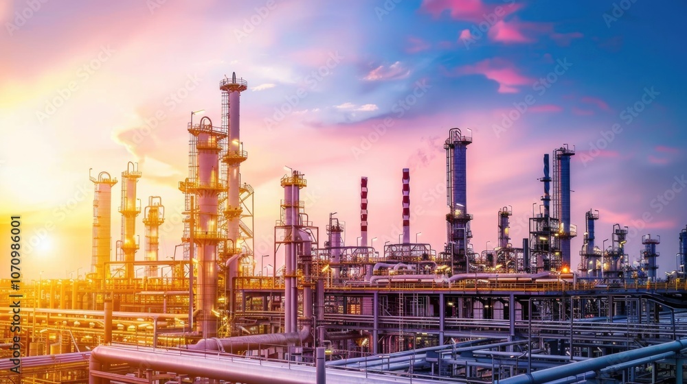Industrial facility with many pipes and equipment Industrial facility with many pipes and equipment