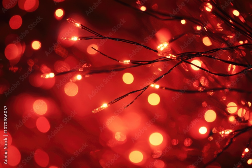 A close-up shot of a tree adorned with string lights, suitable for use in winter or holiday-themed designs A close-up shot of a tree adorned with string lights, suitable for use in winter or holiday-themed designs