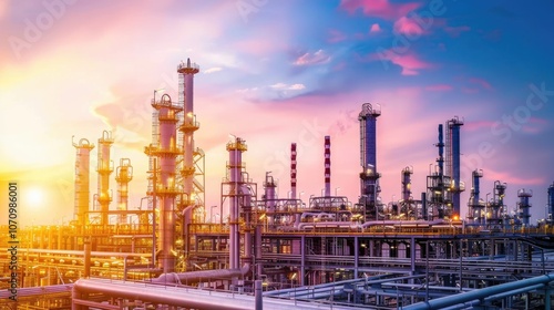 Wallpaper Mural Industrial facility with many pipes and equipment Torontodigital.ca