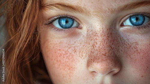 Portrait of a young girl with freckles, ideal for family or kids-related projects