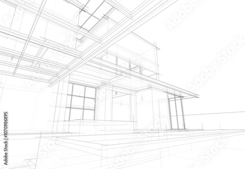  architectural drawing 3d illustration