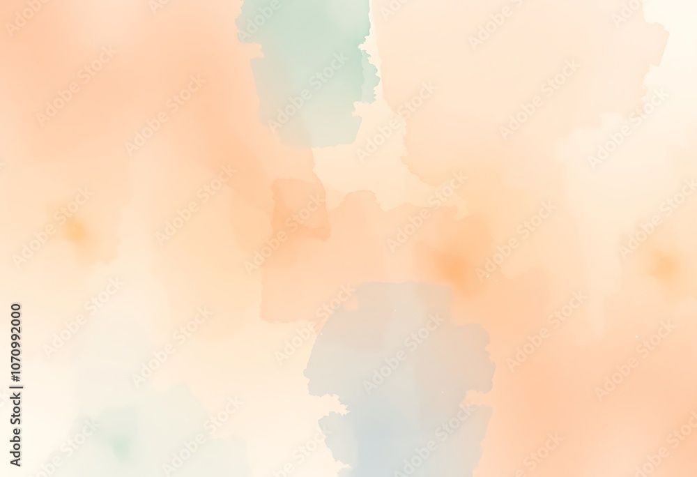 Obraz premium A light watercolor texture featuring soft peach, beige, and green tones