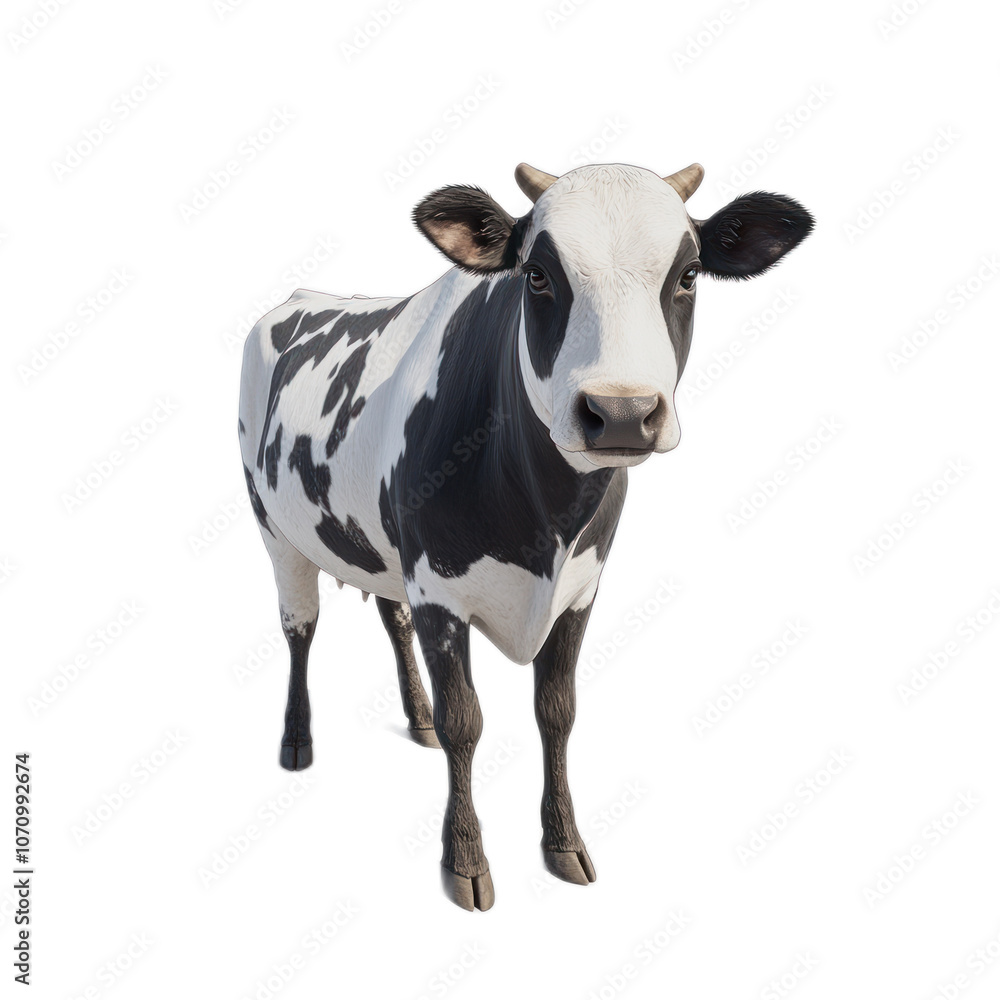 Realistic cow standing alone in a bright setting Realistic cow standing alone in a bright setting