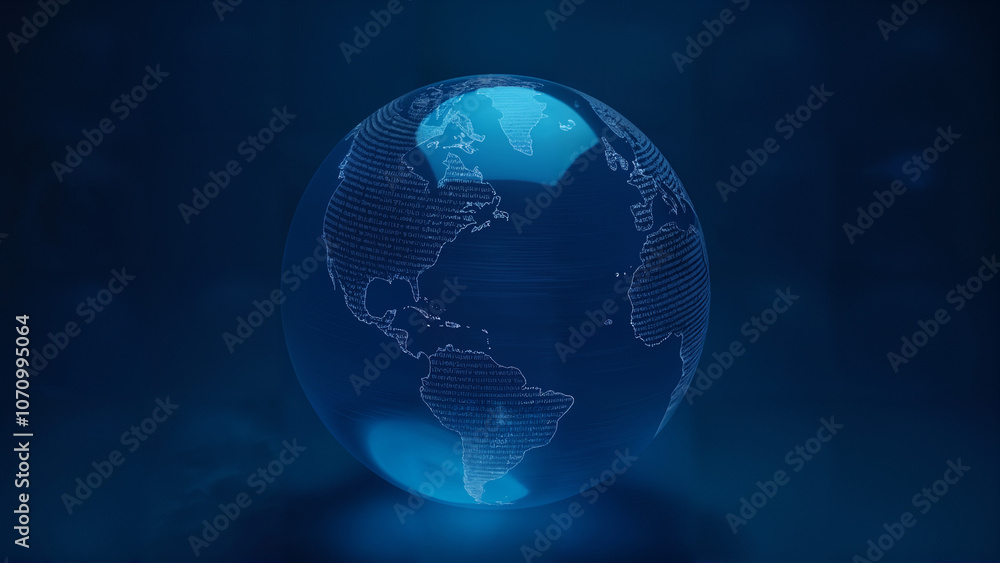 An Artistic Glass Globe with Swirling Code Representing Programming Languages Against a Solid Dark Blue Backdrop An Artistic Glass Globe with Swirling Code Representing Programming Languages Against a Solid Dark Blue Backdrop