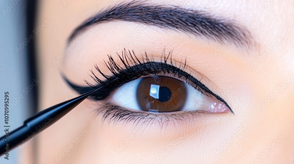Naklejka premium Eye with eyeliner makeup