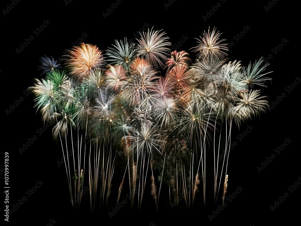 Vibrant Fireworks Explosion in the Night Sky Vibrant Fireworks Explosion in the Night Sky