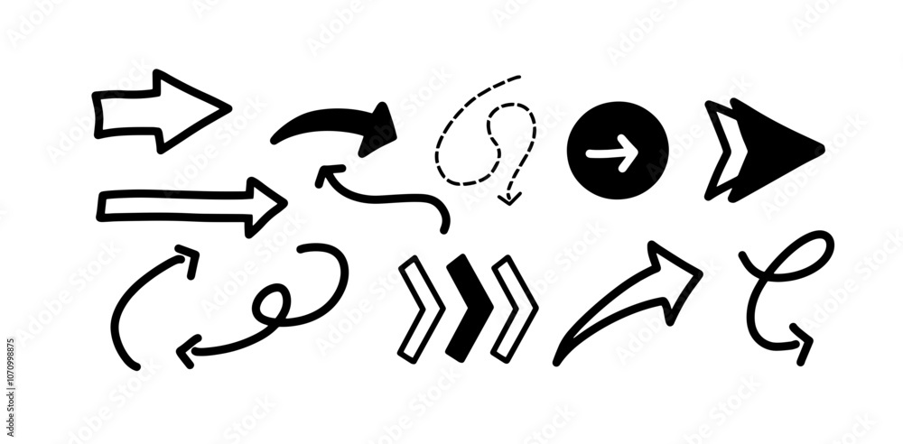 Hand-Drawn Arrow Set Illustration | Minimalist Doodle Vector for Creative Designs Hand-Drawn Arrow Set Illustration | Minimalist Doodle Vector for Creative Designs