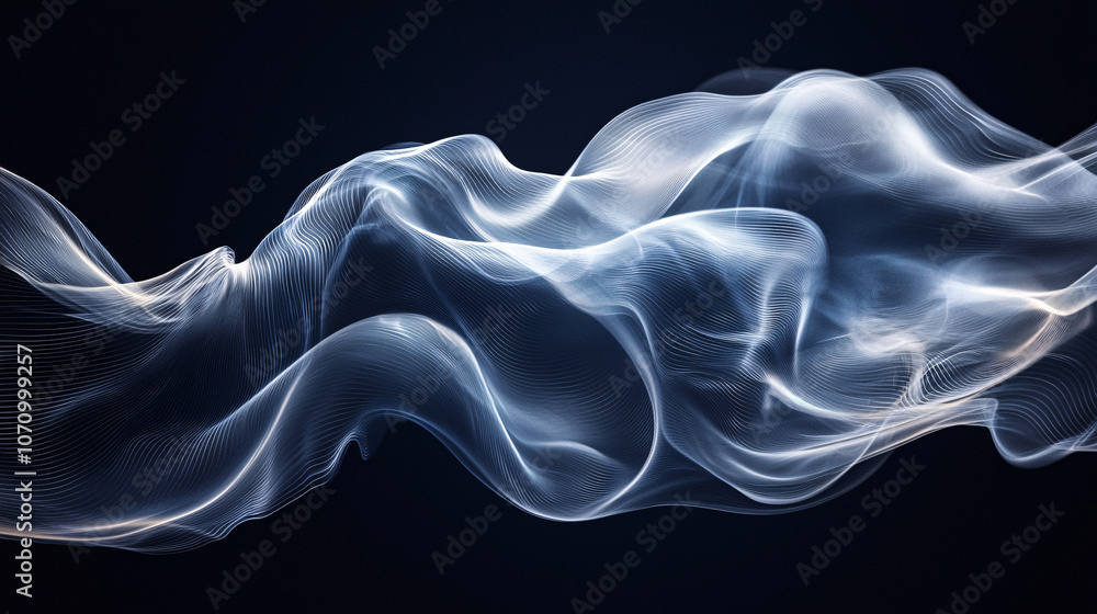 A vortex of smoke in soft, flowing lines, illuminated by subtle light, swirling in a dynamic motion against a black background, capturing the essence of creative magic and elegant design A vortex of smoke in soft, flowing lines, illuminated by subtle light, swirling in a dynamic motion against a black background, capturing the essence of creative magic and elegant design