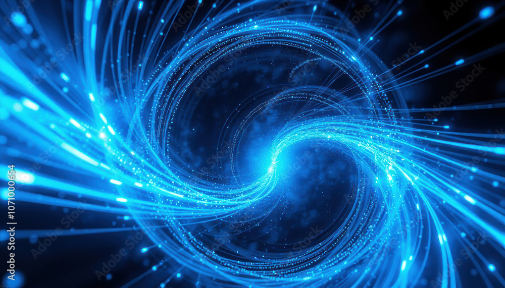 mesmerizing swirl of blue light trails creates dynamic vortex against dark background, evoking sense of motion and energy. glowing lines form abstract, futuristic design mesmerizing swirl of blue light trails creates dynamic vortex against dark background, evoking sense of motion and energy. glowing lines form abstract, futuristic design