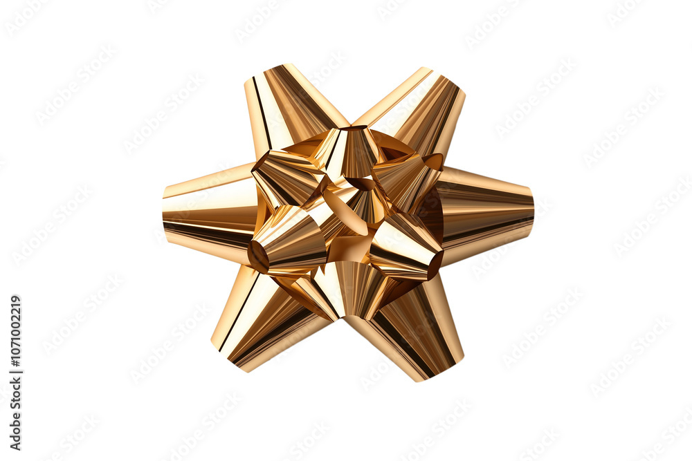 Shiny golden gift bow with textured ribbon loops on a white background. PNG transparent.
Shiny golden gift bow with textured ribbon loops on a white background. PNG transparent.
