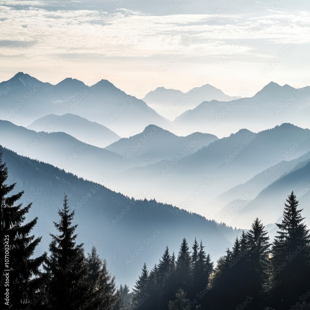 Obraz premium Misty Mountain Range