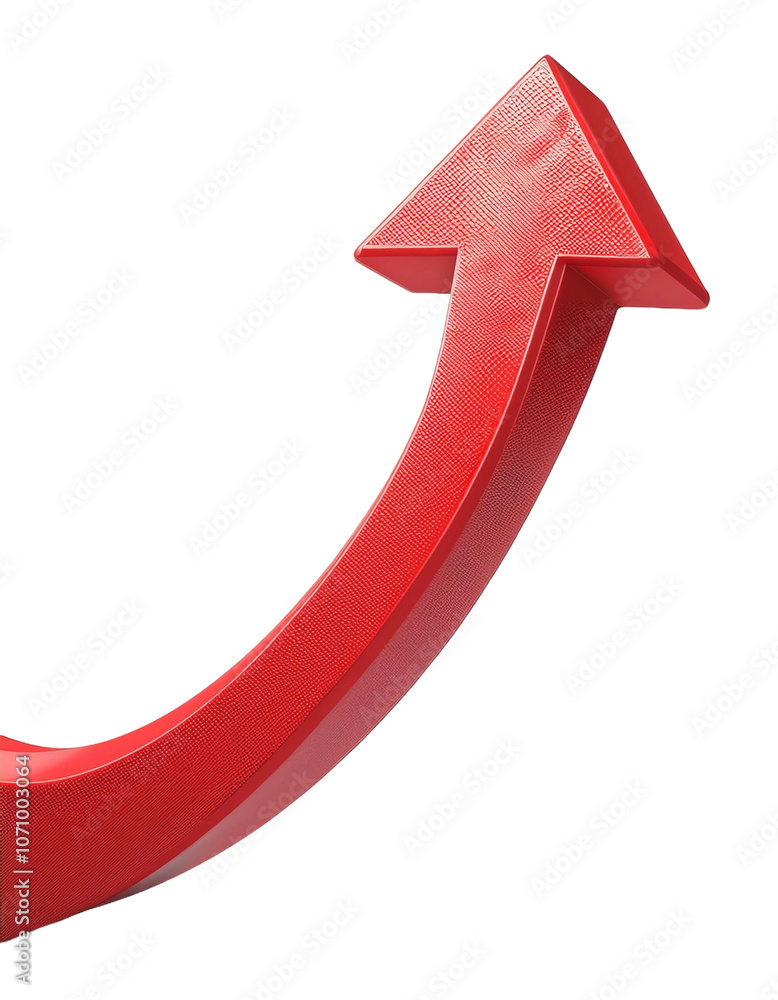 3D Red Arrow Upward Icon on Transparent Background for Growth 3D Red Arrow Upward Icon on Transparent Background for Growth