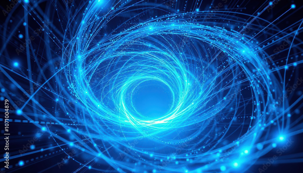 swirling vortex of blue light creates mesmerizing digital pattern ...