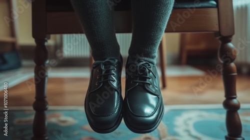 close-up of some school student shoes photo