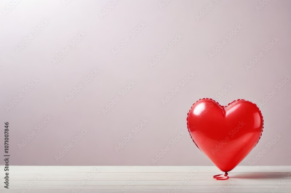 A balloon in the form of a red heart on a light background with a copy space A balloon in the form of a red heart on a light background with a copy space