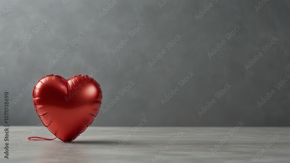 A balloon in the form of a red heart on a light background with a copy space A balloon in the form of a red heart on a light background with a copy space