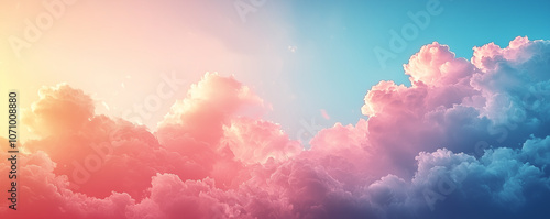 soft pink blue orange light sky with vanilla clouds
