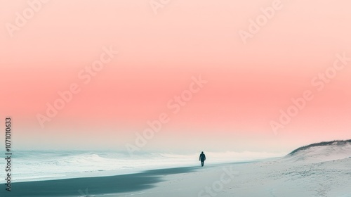 Tranquil beach walk at twilight with pastel sky