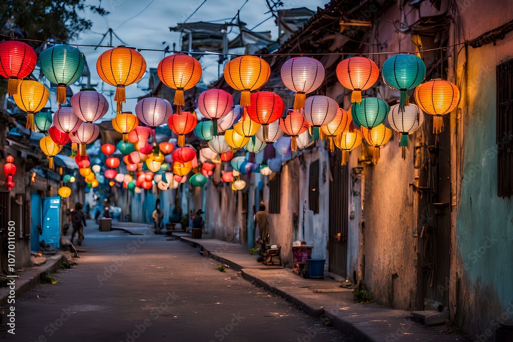 Naklejka premium A Street of Light: Lanterns Promoting Inclusion and Harmony