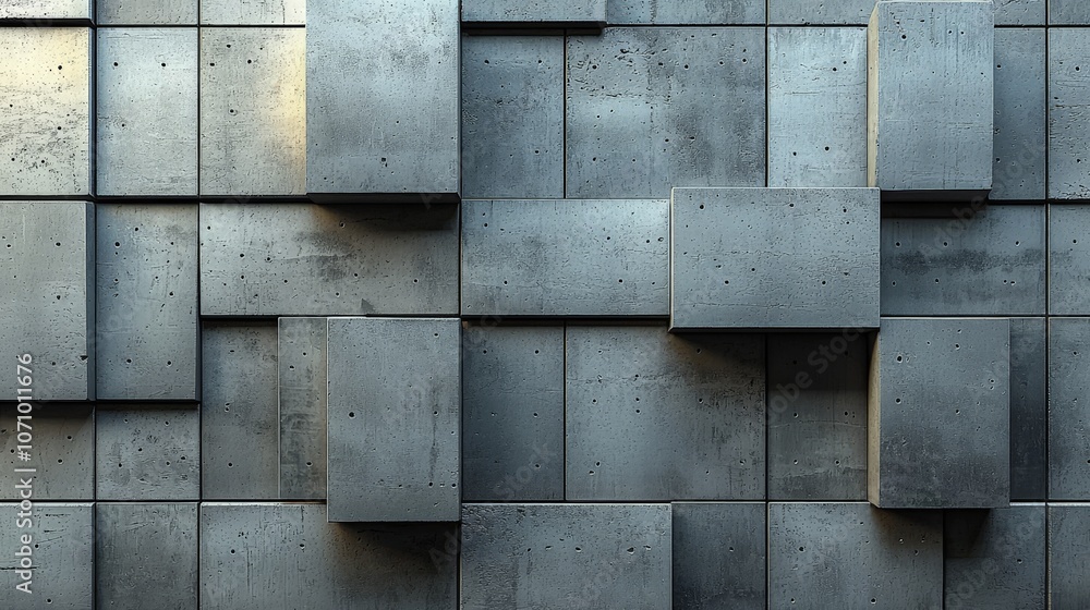 Abstract concrete wall with varying block shapes and textures for architectural design. Abstract concrete wall with varying block shapes and textures for architectural design.