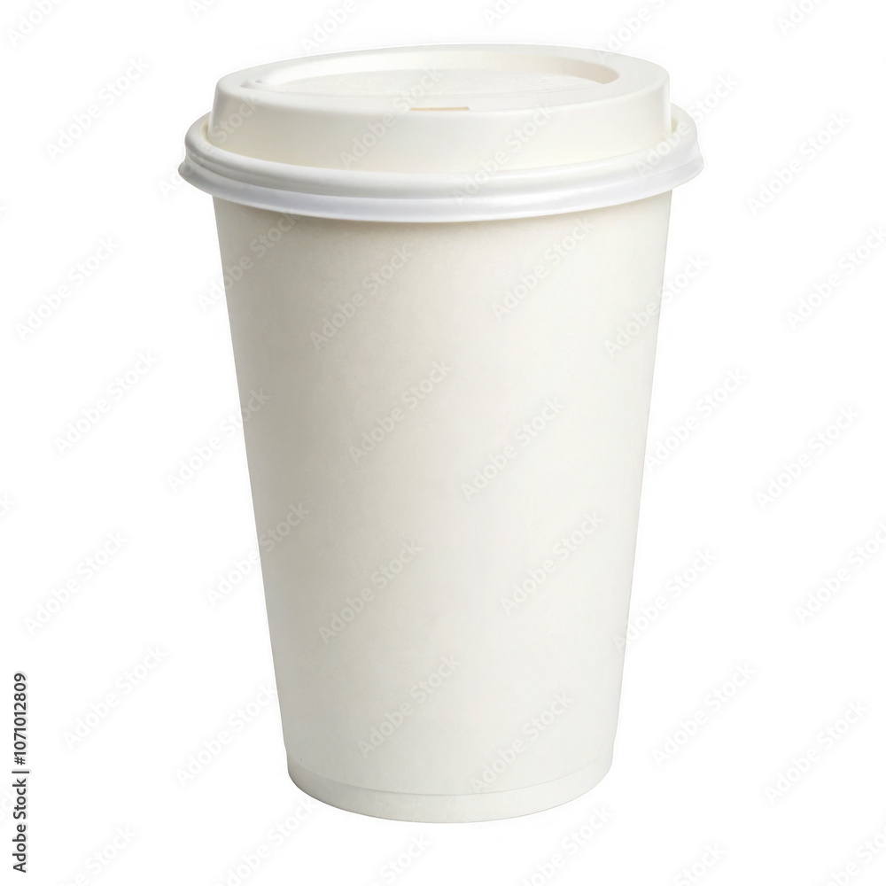 A blank white takeaway coffee cup isolated on a transparent background, png A blank white takeaway coffee cup isolated on a transparent background, png