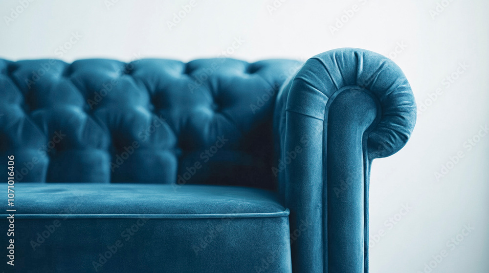 Obraz premium Sofa with velvet upholstery in blue color