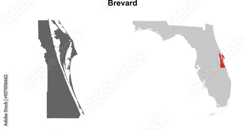 Brevard County (Florida) blank outline map set photo