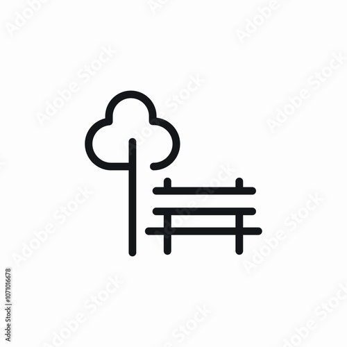 park tree bench icon sign vector