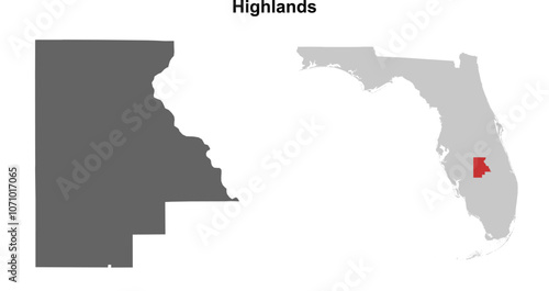 Highlands County (Florida) blank outline map set
