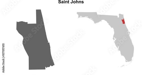 Saint Johns County (Florida) blank outline map set