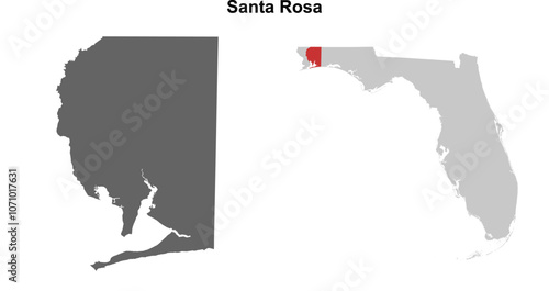 Santa Rosa County (Florida) blank outline map set