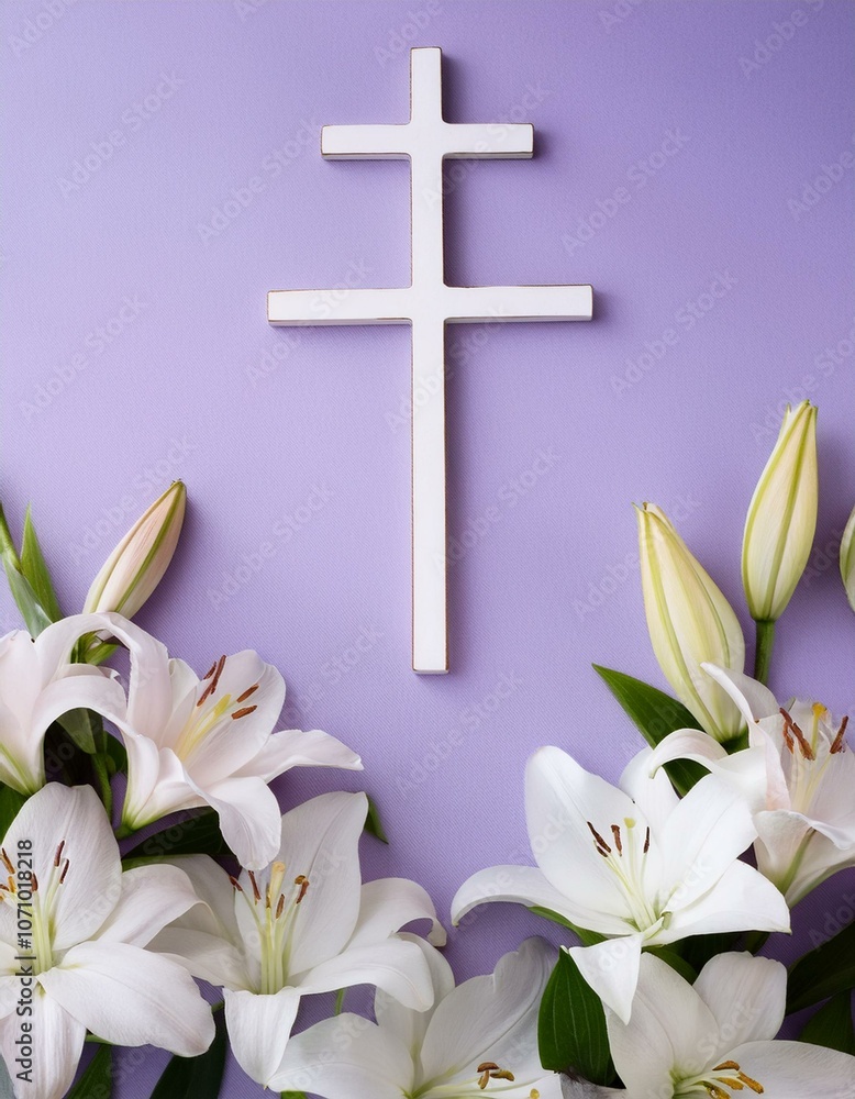 White cross & lilies White cross & lilies