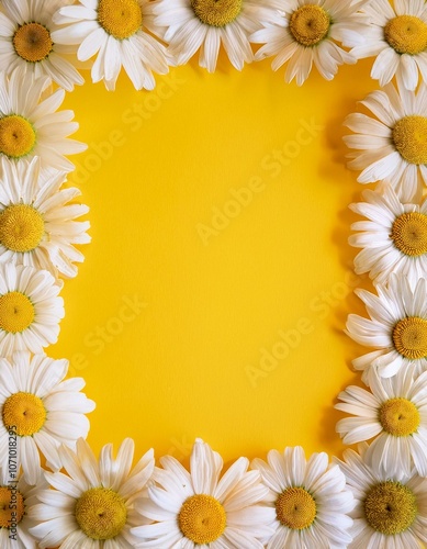 Daisies frame yellow background